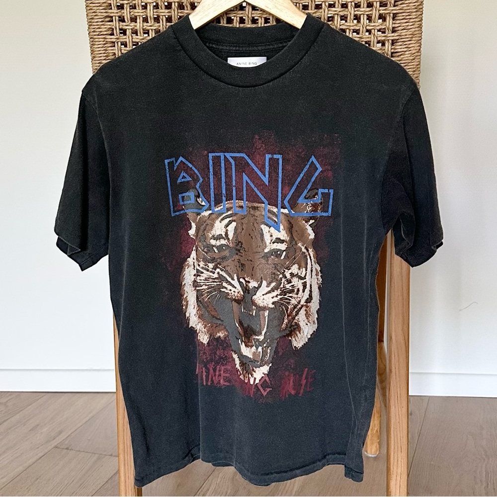 Anine Bing Tiger Tee, Size XS, Black
